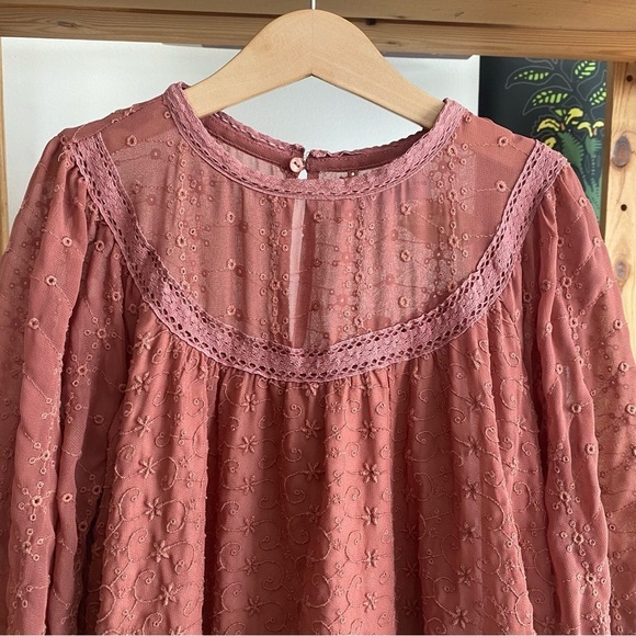 Zara Girls Dusty Pink Eyelet Embroidered Cottagecore Dress - Picture 6 of 14